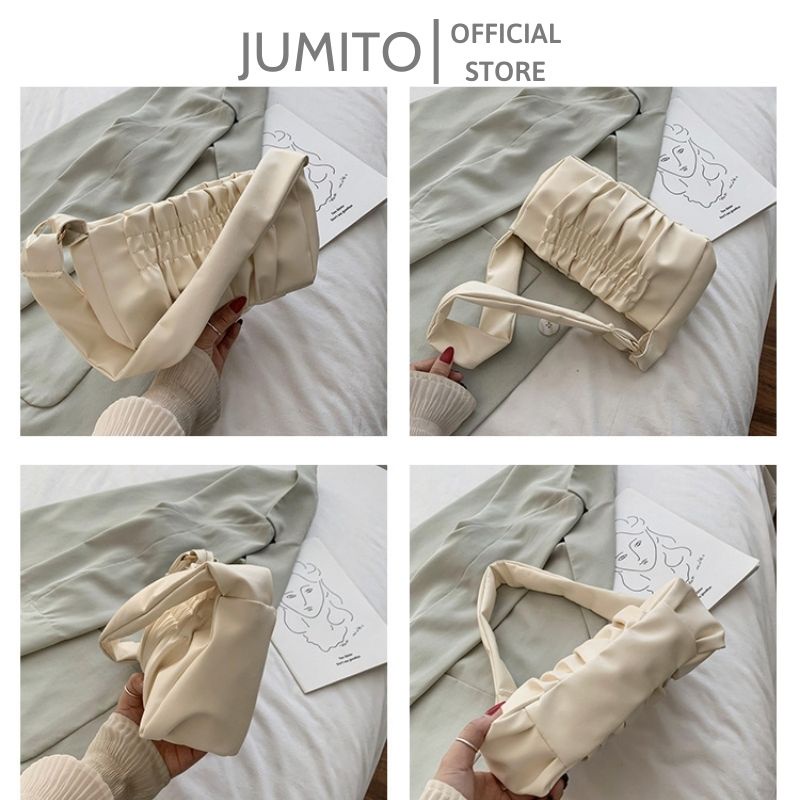 Túi xách nữ đeo vai cầm tay quai da chun dúm nhiều màu hót hít 2022 JUMITO SE687