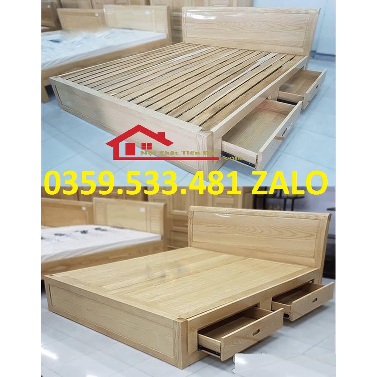 Giường gỗ sồi có hộc kéo cao cấp nhiều mẫu 1m6-1m8x2m giá xưởng