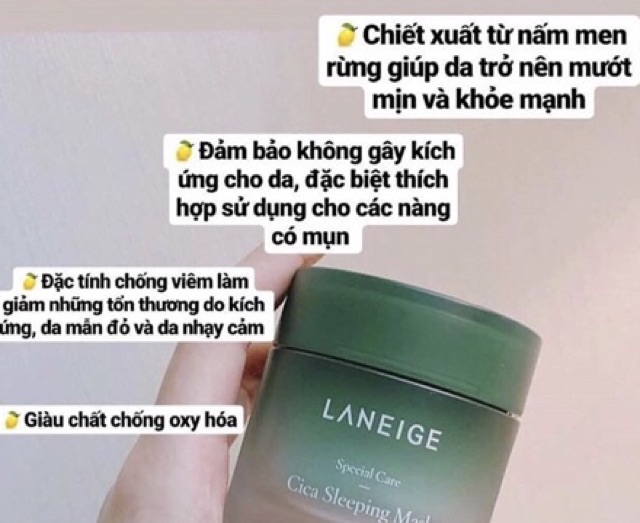 Mặt nạ ngủ 💖FREESHIP💖 Mặt nạ ngủ Laneige Cica Sleeping Mask phục hồi da tổn thương 10ml