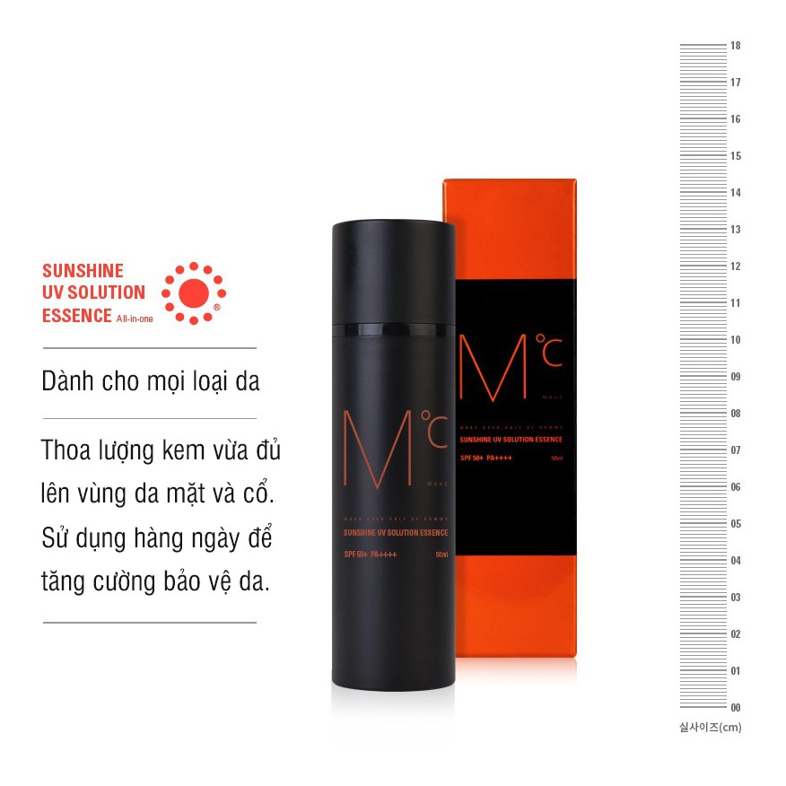 Tinh chất chống nắng dành cho nam MdoC Sunshine UV Solution Essence SPF 50+ PA++++ 50ml MCN03