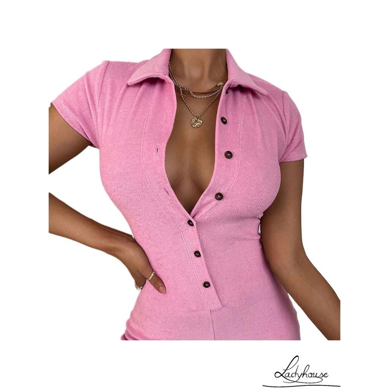 Áo liền quần tay ngắn màu sắc đơn giản dành cho nữ