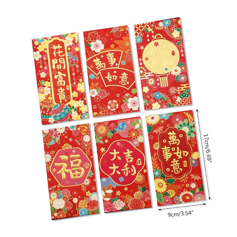 Set 6 Bao Lì Xì Hình Thỏ Hoạt Hình Phong Cách Trung Hoa