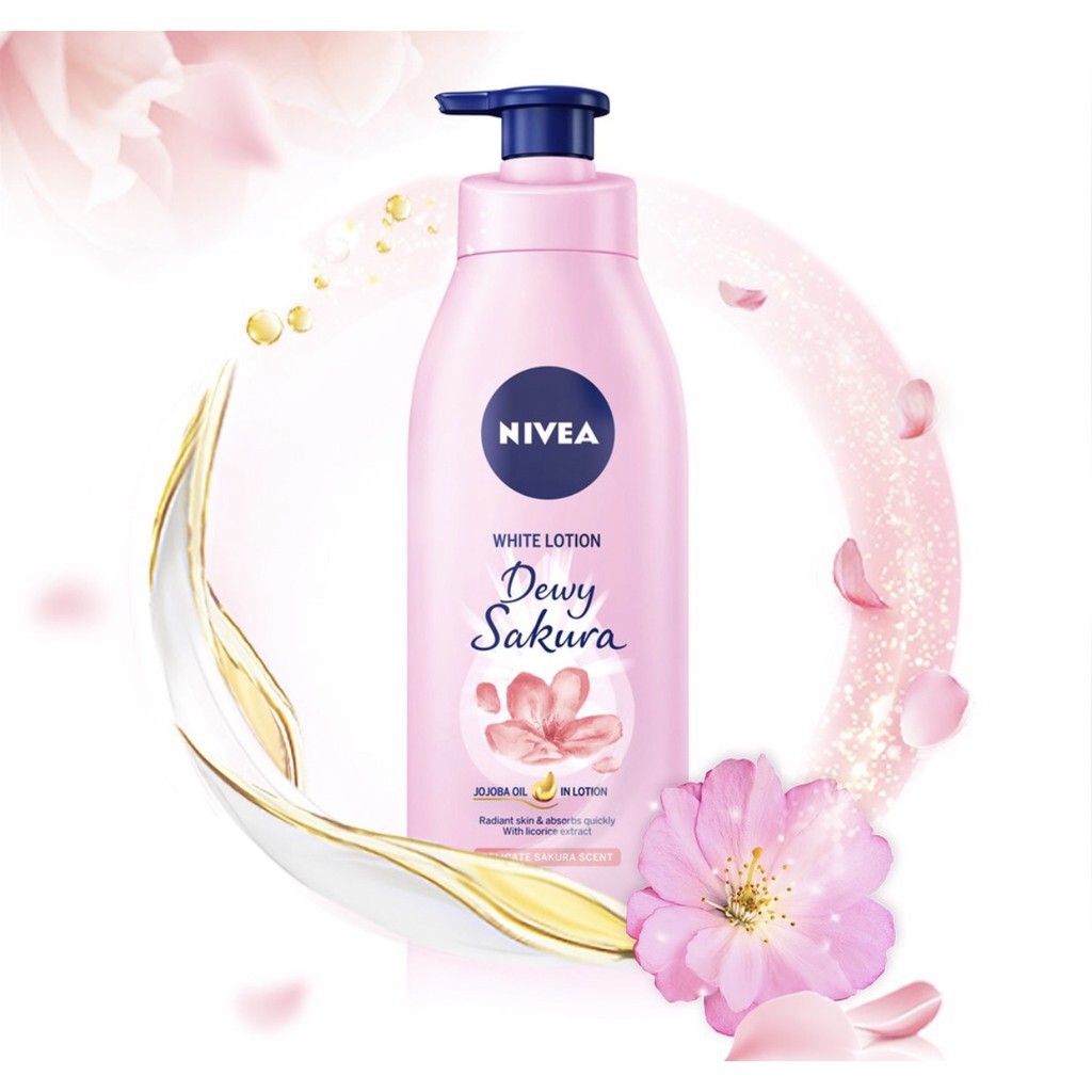 Sữa Dưỡng Thể Nivea Lotion Dewy Sakura & Oil Dưỡng Trắng Từ Dầu Jojoba 350ml