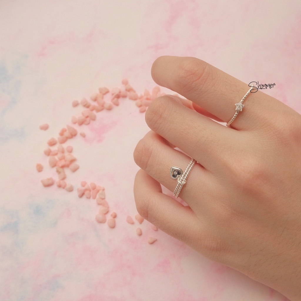 Nhẫn Nữ Bạc 925 Cao Cấp SHIMMER SILVER Thiết Kế Hình Ngôi Sao Đính Đá Lấp Lánh - TINY STAR
