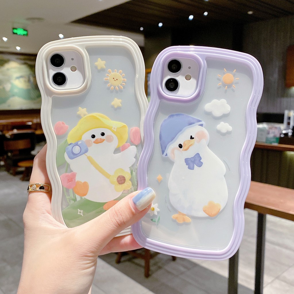Ốp Điện Thoại Trong Suốt Họa Tiết Gợn Sóng 2 Trong 1 Cho iphone 13 12 pro max 11 XS X XR 7 8 plus 13-7P Sự Bảo Vệ