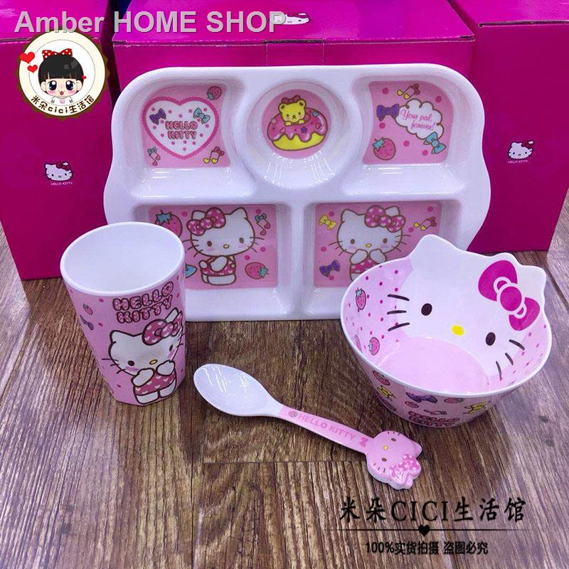 Bộ đồ ăn hình Hello Kitty chống vỡ dành cho bé tùy chọn