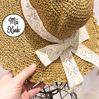 Mũ cói nón cói móc mềm mẹ và bé [Ảnh thật shop tự chụp 100%] (M09)