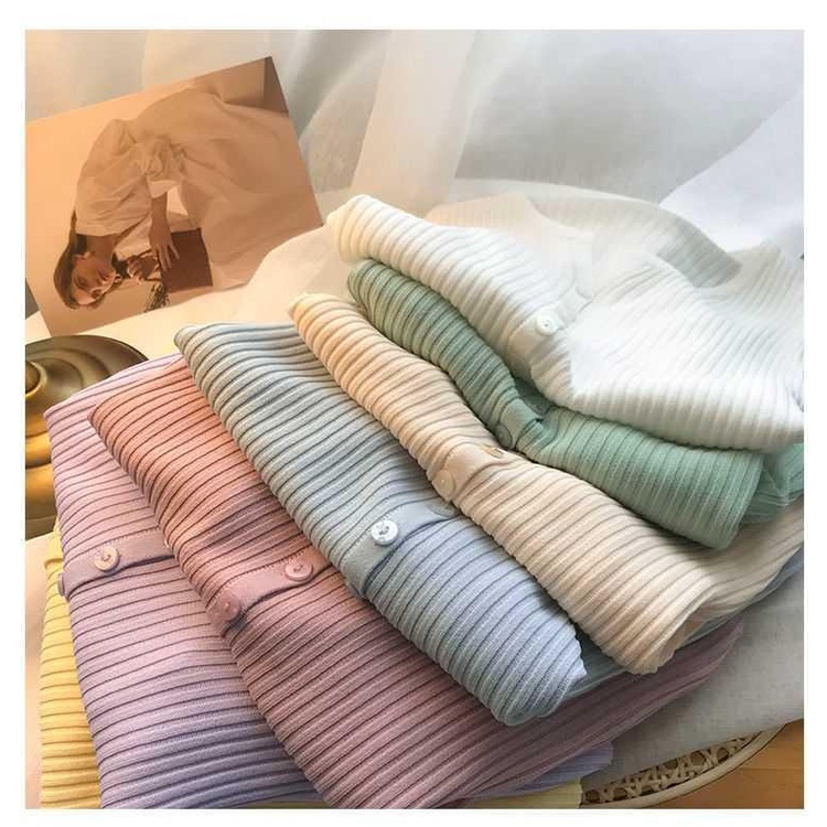 9 Màu Phiên Bản Hàn Quốc Dệt Kim Cardigan Phong Cách Mỏng Bên Ngoài Mùa Hè Thời Trang Phù Hợp Với Áo Sơ Mi Điều Hòa Không Khí Ice Silk Sunscre