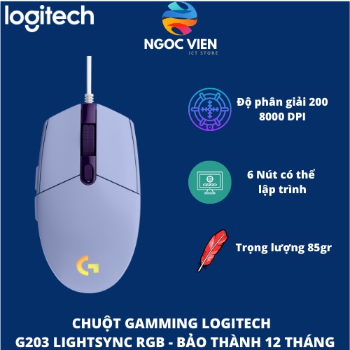 [Hỏa Tốc - HCM] Chuột Gamming Logitech G203 LIGHTSYNC RGB Lighting - Ngọc Viên Store