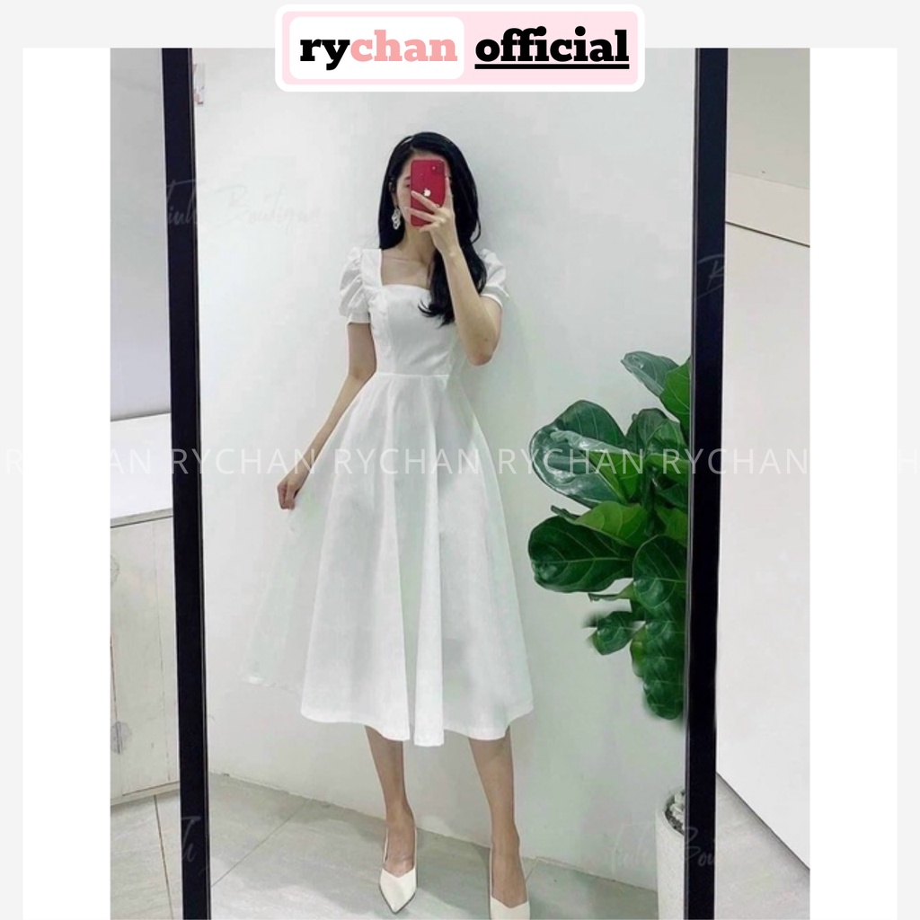 Đầm Váy Nữ Dự Tiệc Cưới Dáng Ngắn Cổ Vuông Nơ Sau Bo Eo Tôn Dáng Cực 2 Kiểu, Đầm Xinh Dịu Dàng [ẢNH THẬT CUỐI] - DX9822