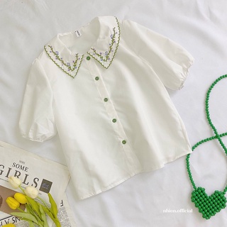 Áo sơ mi viền cổ sen nhiennhienvintage BA90