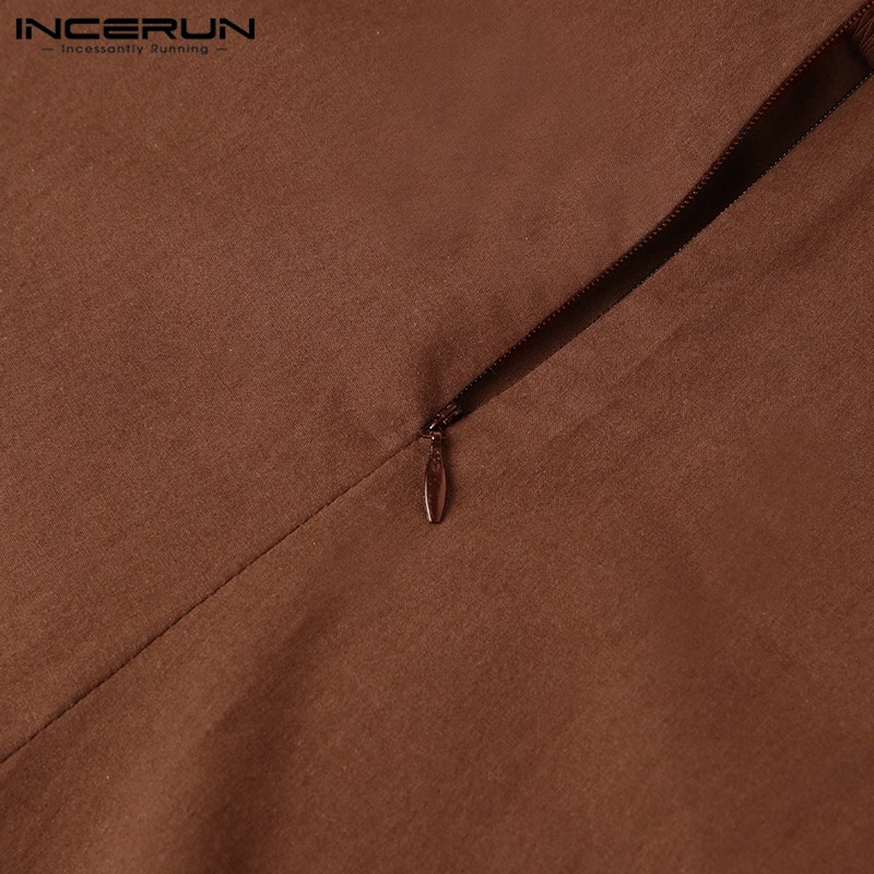 Quần INCERUN Bằng Cotton Lưng Cao Ống Rộng Màu Trơn Tập Yoga Cho Nam