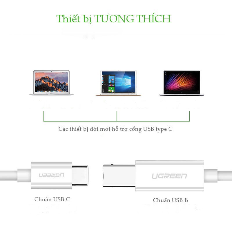 Ugreen 40417 - Cáp máy in USB Type C dài 1.5m chính hãng - Phukienleduy