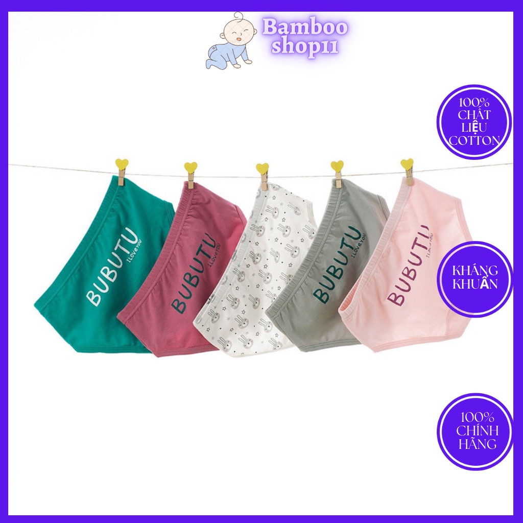 SET 5 CHIẾC QUẦN CHIP ĐÙI, QUẦN LÓT ĐÙI COTTON  CHO BÉ GÁI 5.0