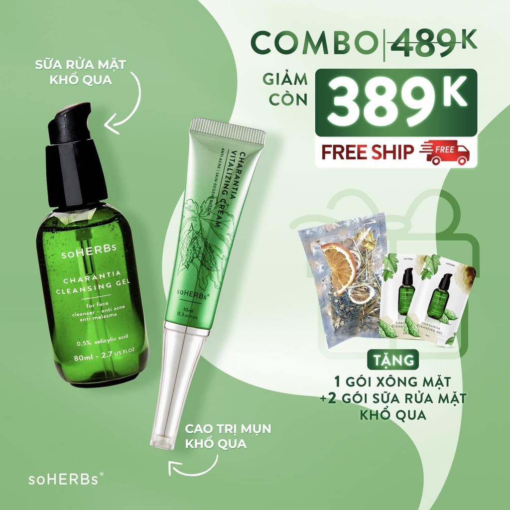 Combo sạch mụn vết thâm SỮA RỬA MẶT_CAO KHỔ QUA SOHERBS