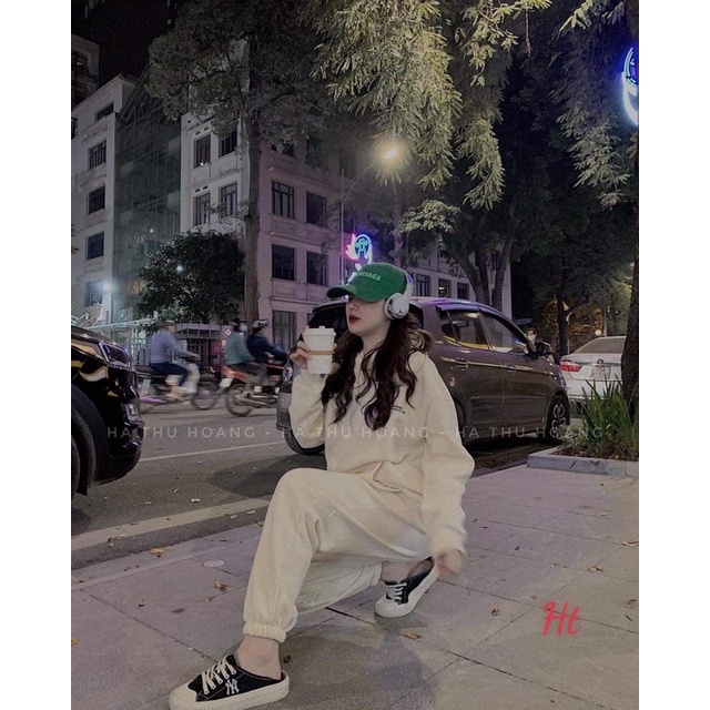 Bộ nỉ nữ cotton hai dòng HT12