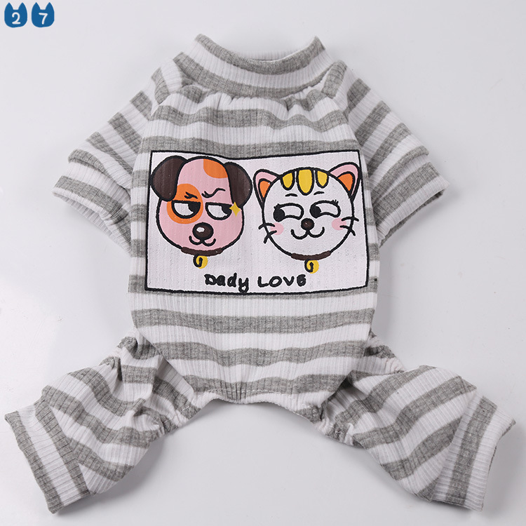 Bộ Áo Liền Quần Cotton Mềm Mại Họa Tiết Sọc Ngang 27G Thời Trang Cho Thú Cưng