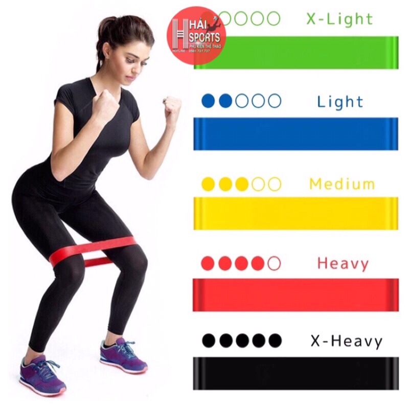 Dây kháng lực tập gym, dây miniband tập mông đùi toàn thân tại nhà ( Sét 5 dây )