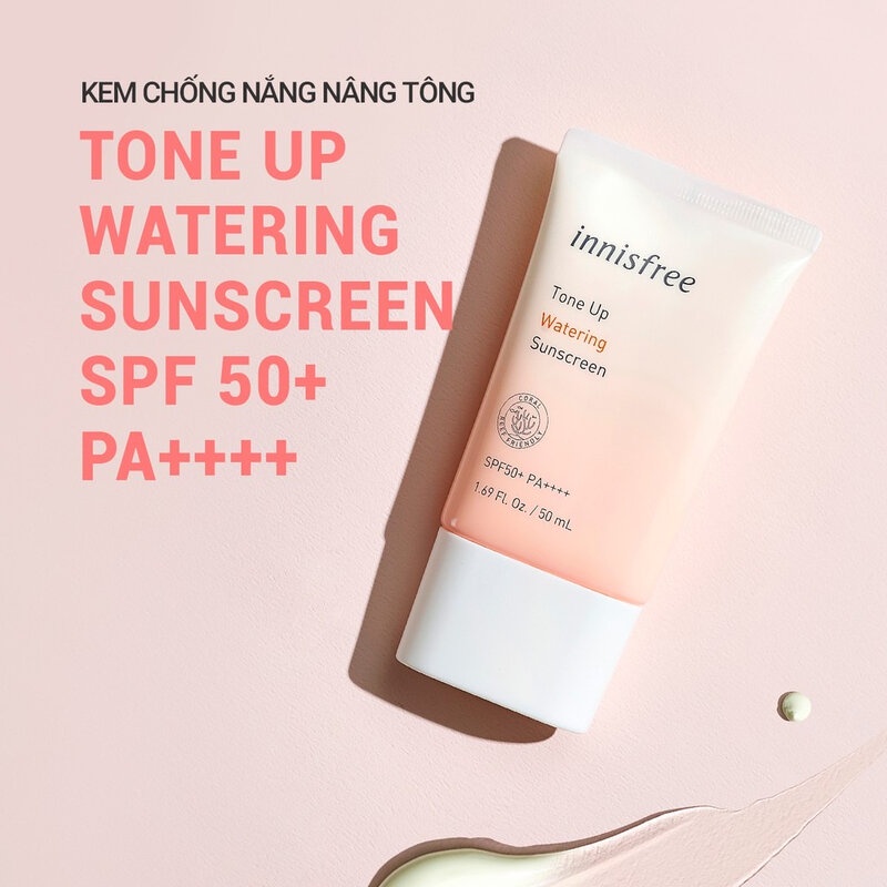 Kem Chống Nắng innisfree Nâng Tông Da 50ml Tone Up Watering Sunscreen SPF 50+ PA++++ Hasaki Sản Phẩm Chính Hãng