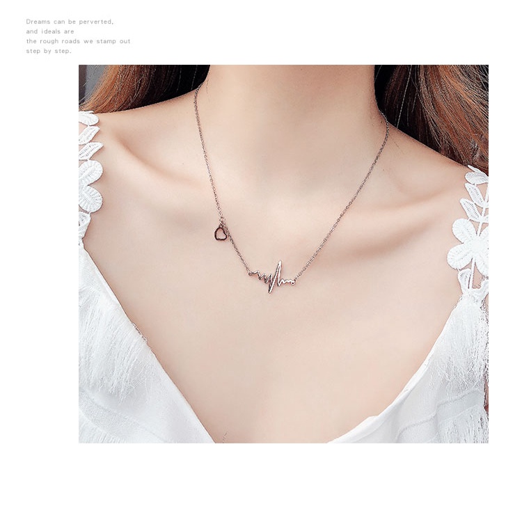 Vòng cổ Thép Titan Mặt Nhịp Tim Phong Cách Hàn Quốc