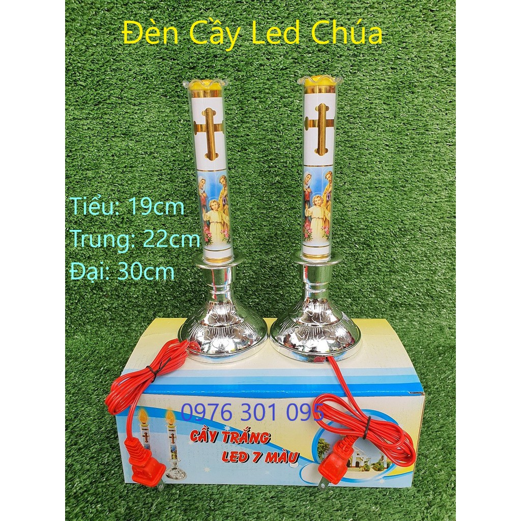 Đèn Cầy Led Trắng 7 Màu Hình CHÚA (Tiểu Trung Đại)