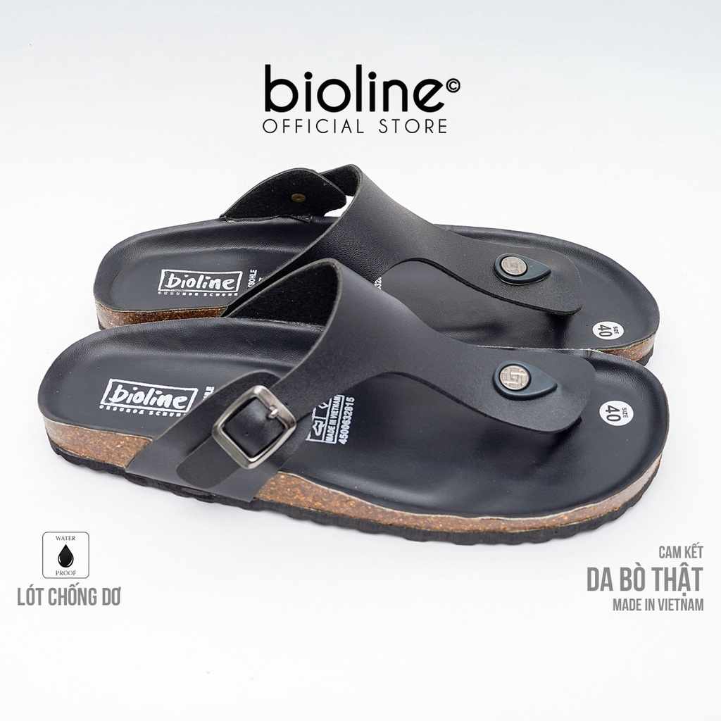 DK07-LÓT CHỐNG NƯỚC - Dép đế trấu BIRKEN da bò thật nam nữ unisex, dép da bò nguyên tấm chính hãng BIOLINE - D07