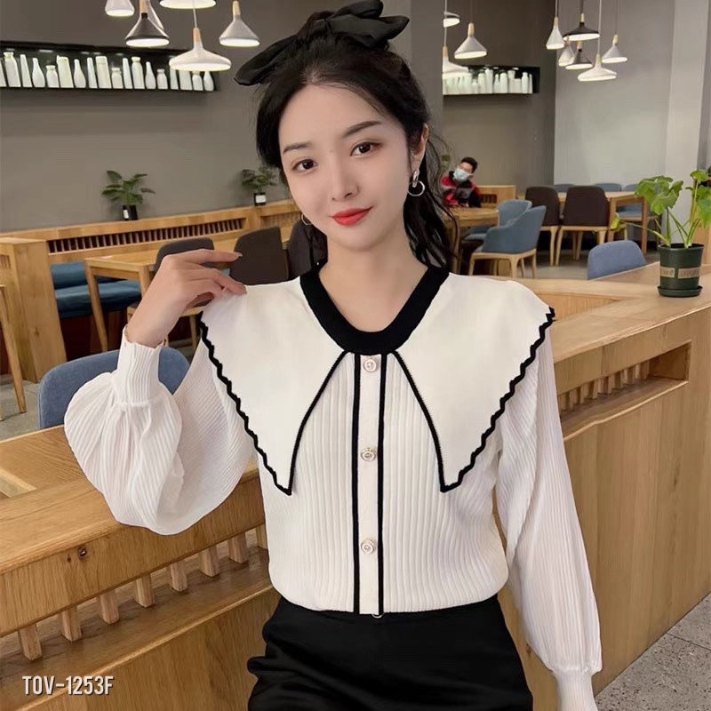 🔥🔥FREESHIP💥ÁO LEN TAY VOAN CỔ NHỌN SIÊU ĐẸP SỊN SÒ CHỊ EM NHA