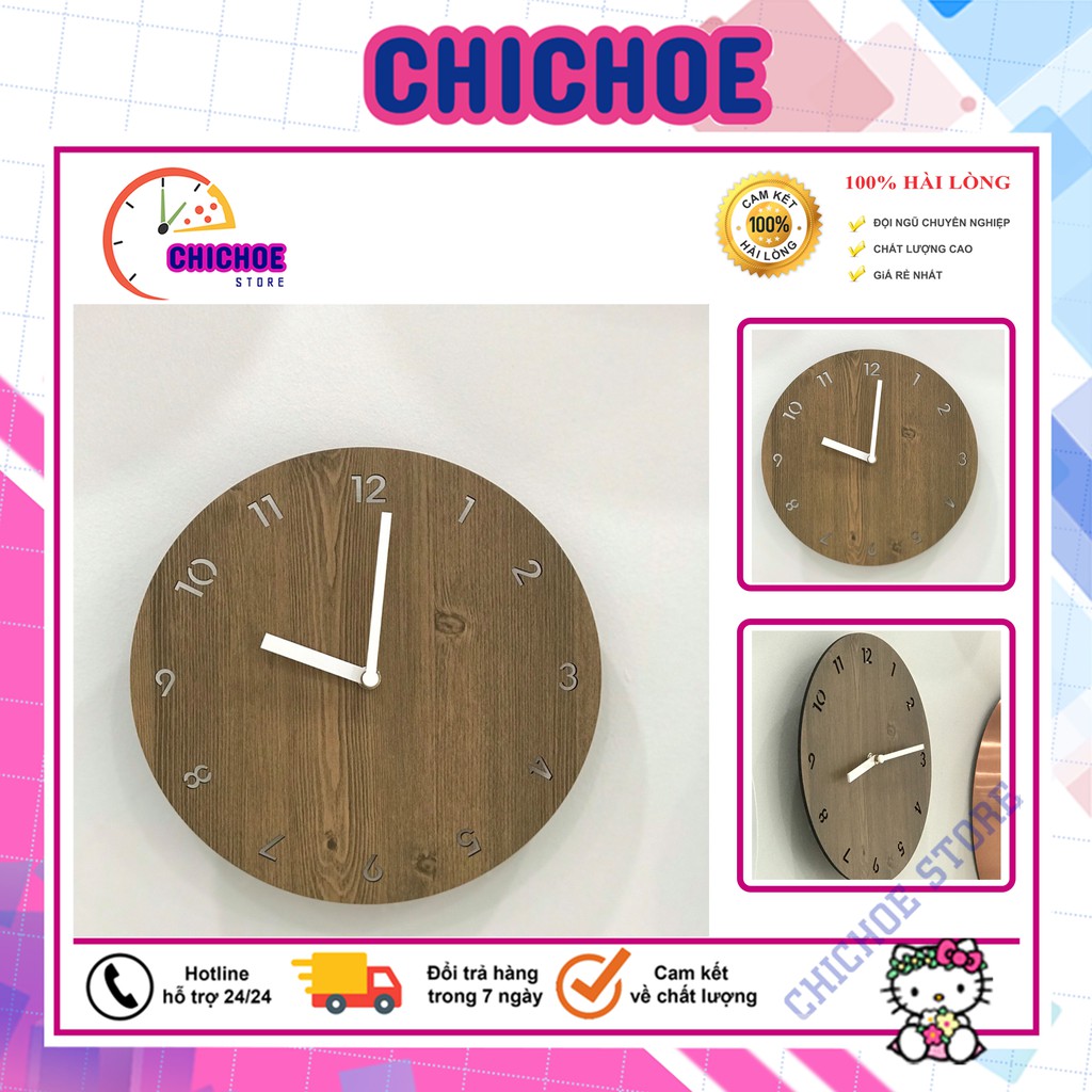 Đồng hồ treo tường 💖HÀN QUỐC 💖 đồng hồ trang trí nhà cửa mặt gỗ tròn wall clock