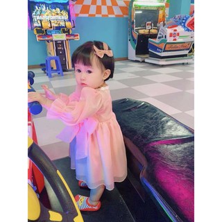 Đầm bé gái tơ cam