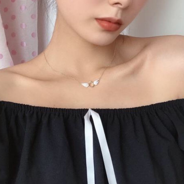 Dây chuyền nữ mặt cánh thiên thần Evasilver, Vòng cổ bạc ta đính đá sang trọng