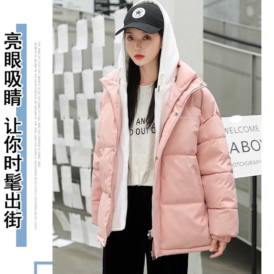 Áo Khoác Phao đôi nam nữ lót bông có mũ 4 màu Hàn Quốc