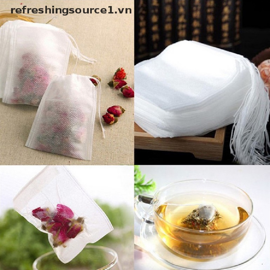 Set 100 túi lọc trà dùng một lần có dây rút tiện dụng
