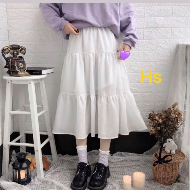 Chân váy 3 tầng von lụa HSO766