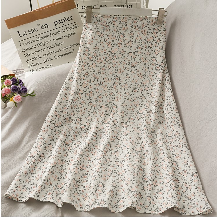 Chân Váy Hoa Nhí Voan Dáng Suông Dài Hai Lớp CV12 Hàng Quảng Châu