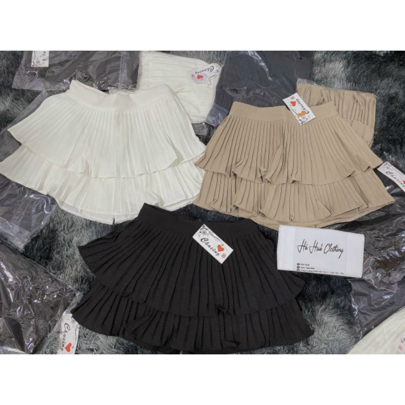 Chân váy xếp ly tầng phồng dáng ngắn xòe công cao sở cấp lưng cạp cao  Có lót quần trong đi dạo phố hay đi chơi rất đẹp