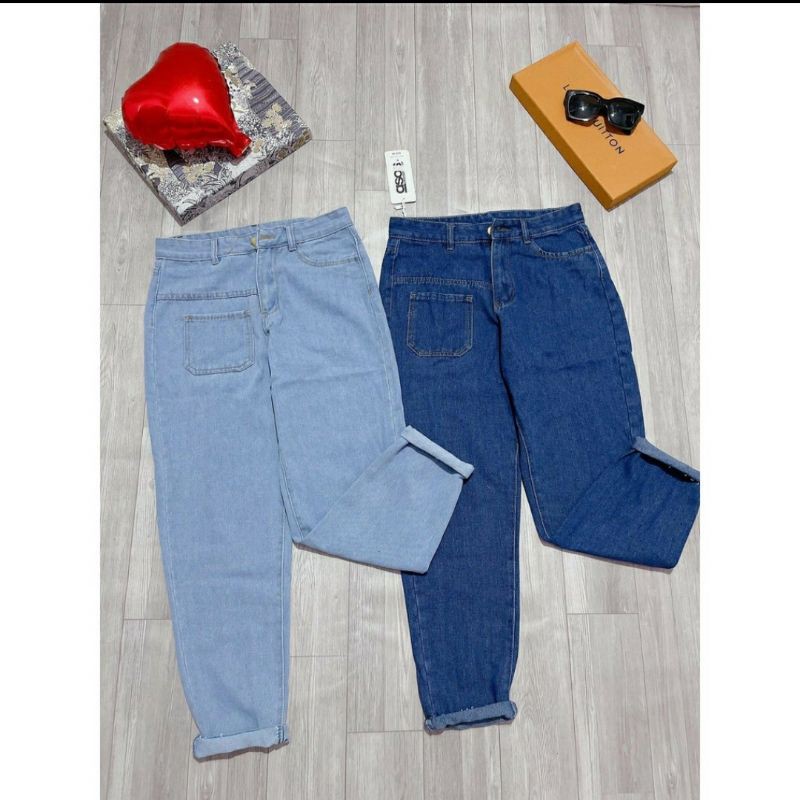 Quần Jeans Túi Lệch Ngược - Quần Baggy Cạp Cao HRQ