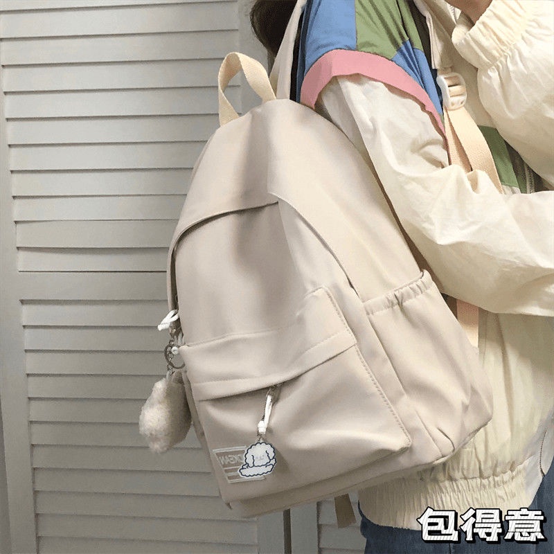 Ba Lô Đi Học / Du Lịch Sức Chứa Lớn Chống Thấm Nước Màu Trơn Họa Tiết Hoạt Hình Phong Cách Nhật Hàn Thời Trang Cho Nữ