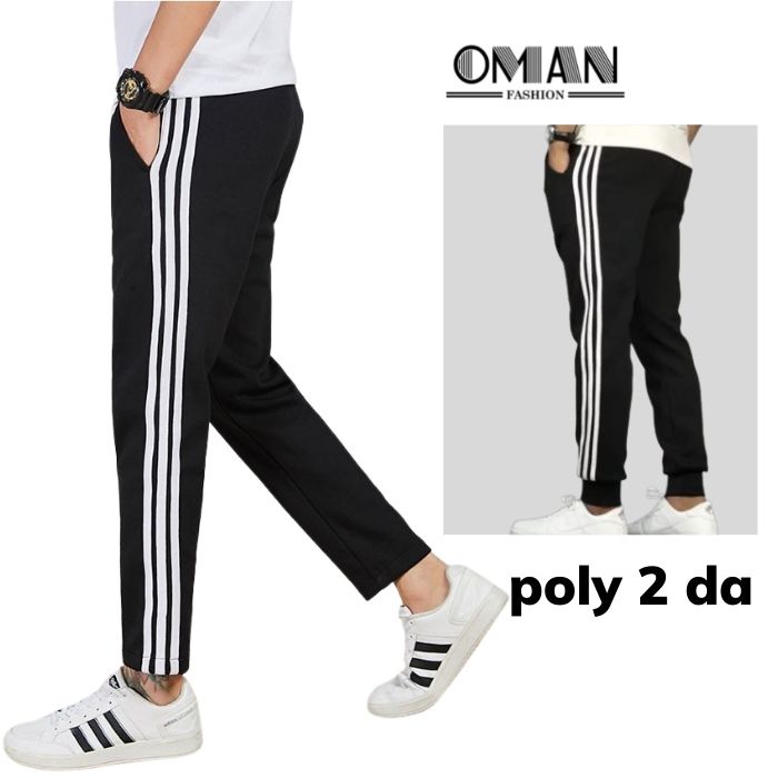 Quần thể thao nam nữ unisex, quần tập thể dục 3 sọc vải poly cotton- OMAN QD72