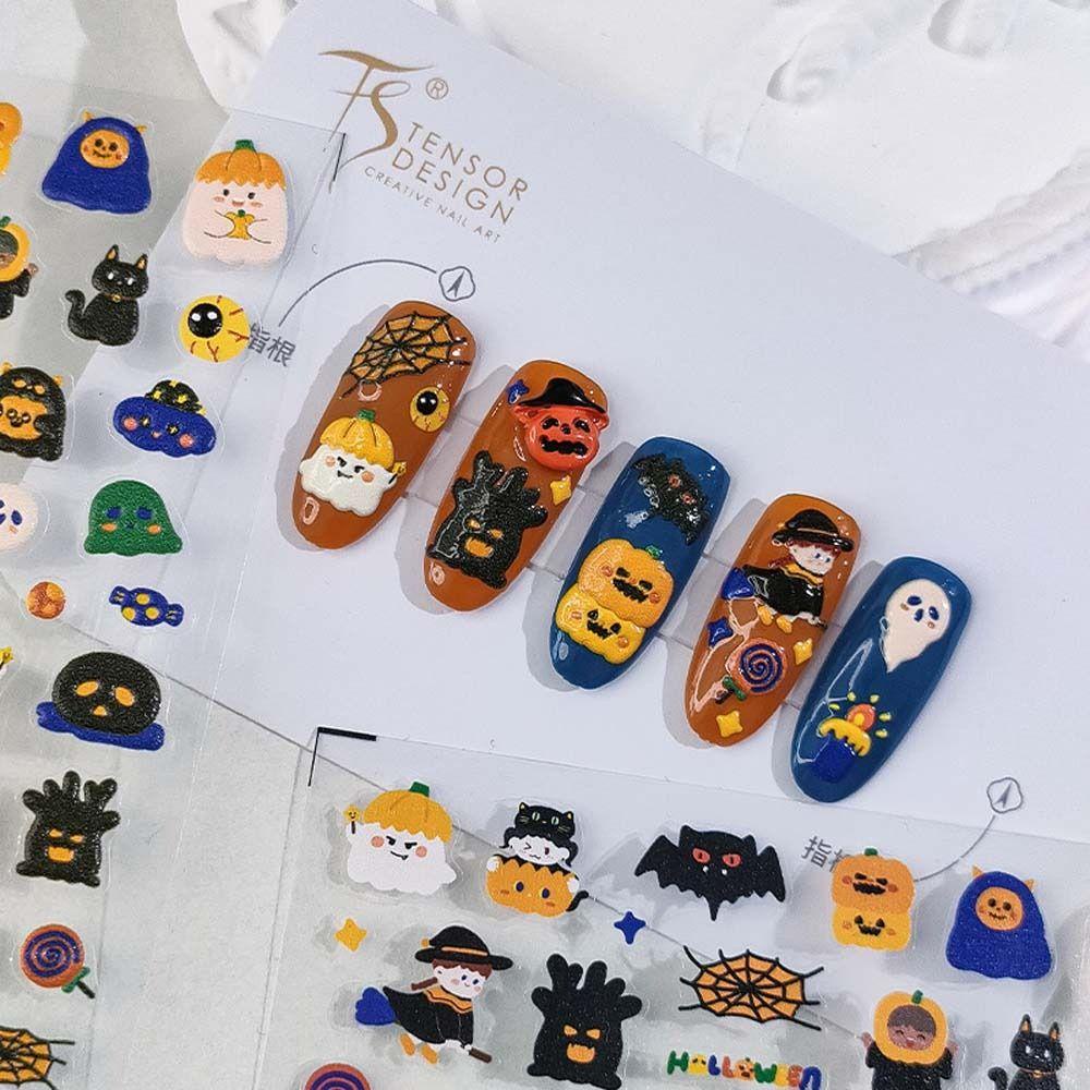 Miếng Dán Trang Trí Móng Tay Tự Dính Họa Tiết Halloween