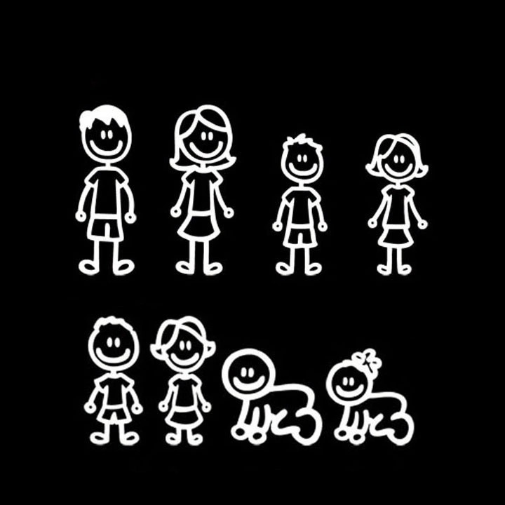 Bộ Tem 3D Funny Family Members Dán Trang Trí Xe