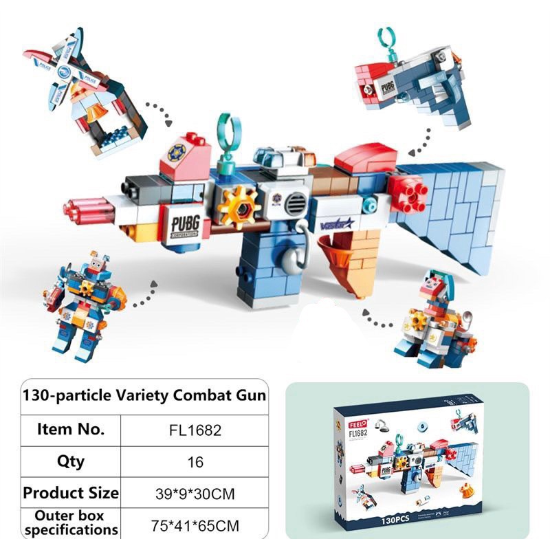 Xếp hình khối cỡ lớn robot hãng Feelo, xếp hình khối mẫu robot, súng đồ chơi cho bé