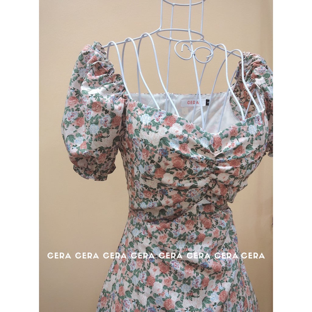 Đầm hoa nhí vintage nữ dáng xòe 🍓 Váy hoa nhí nữ phong cách vintage ulzzang 🍓 CERA FASHION | BigBuy360 - bigbuy360.vn