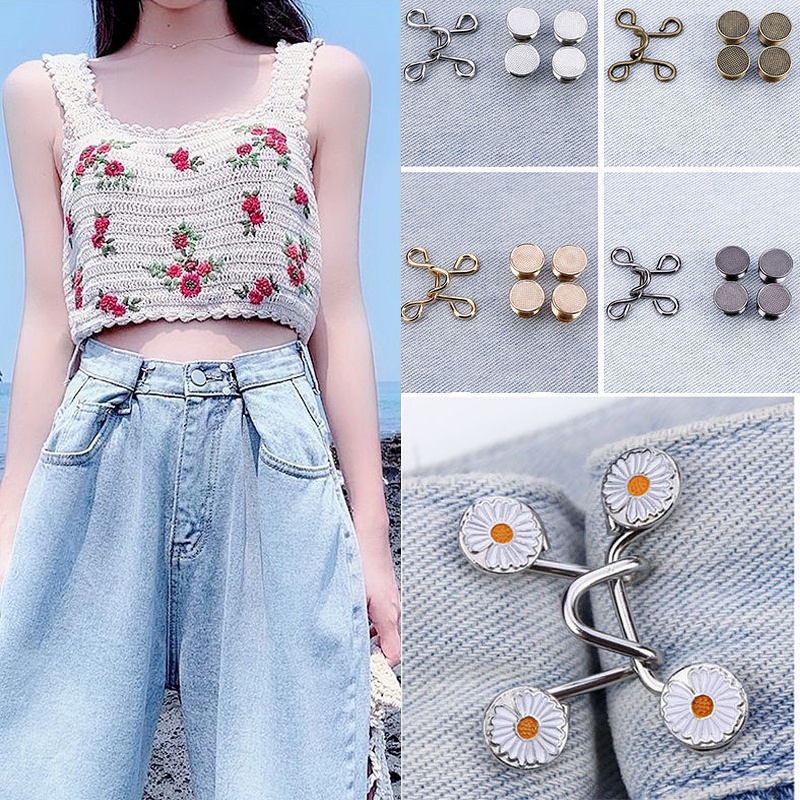 No Thắt Lưng Không Cần Đóng Đinh Có Thể Tháo Rời Cho Quần Jean Nam Và Nữ Kéo Dài Cỡ Lớn Để Điều Chỉnh Nút Kim Loại Cocojeelry