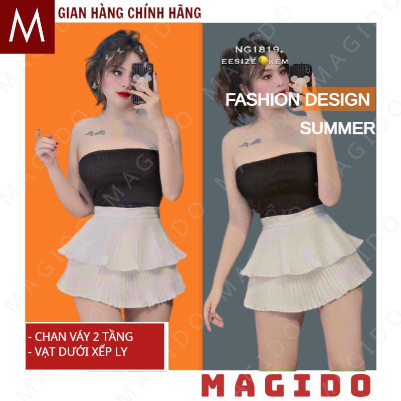 Chân váy 2 tầng 💚chân váy nữ -xếp ly có lót bên trong cực đẹp, phong cách ulzzang -vintage hot 2021 MAGIDO -