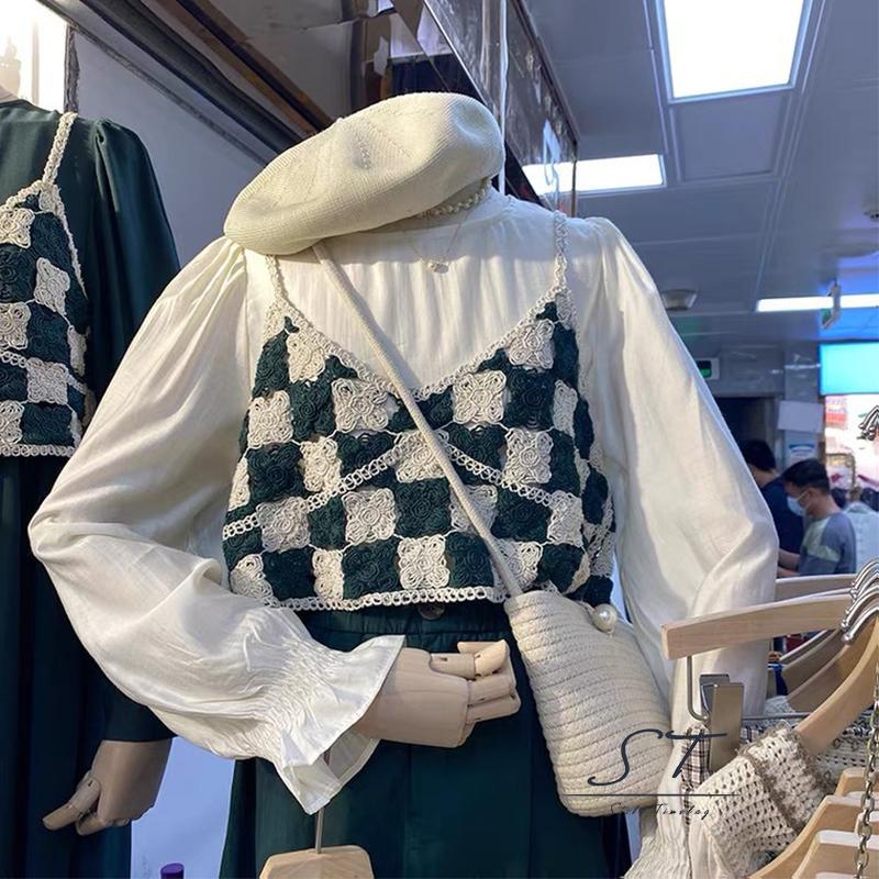 Áo croptop hai dây họa tiết caro kiểu dáng quyến rũ dành cho nữ