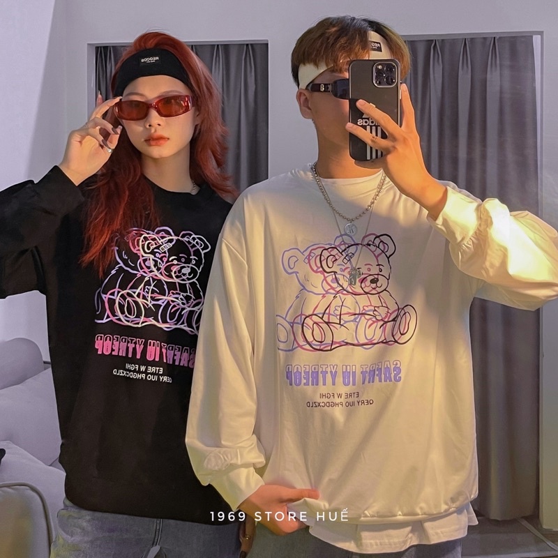 Áo phông dài tay gấu 9085 🌸[FREESHIP]🌸 Áo form rộng 1969 | BigBuy360 - bigbuy360.vn