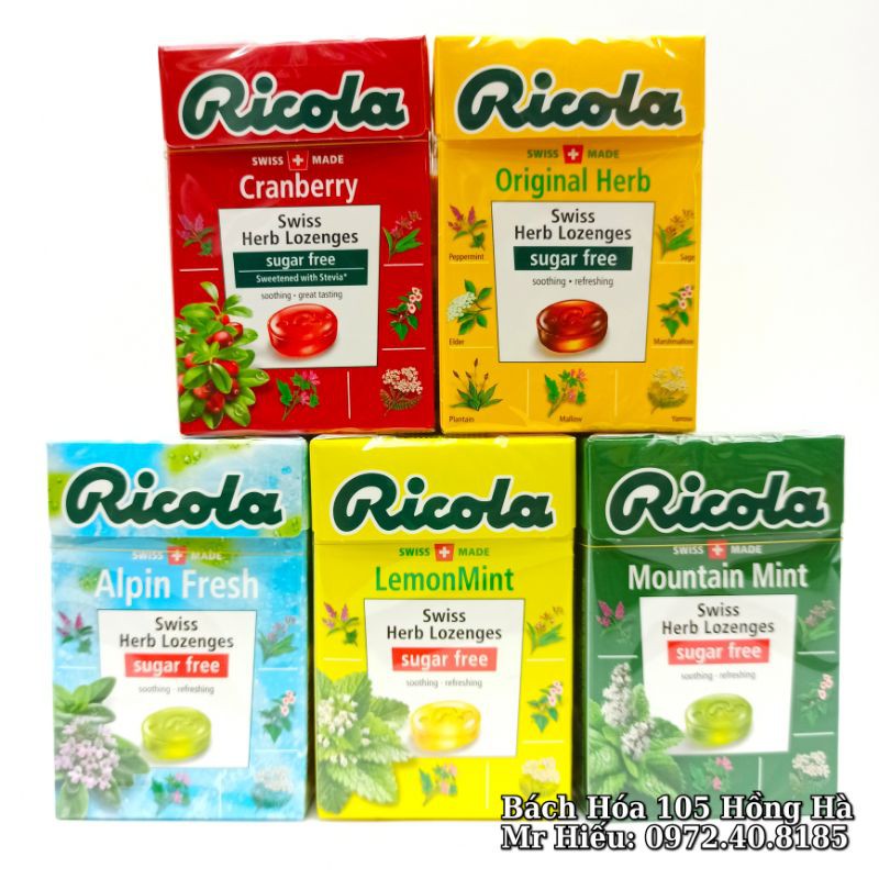 [T9/2023] Kẹo ngậm Ricola hộp giấy 40g đủ vị