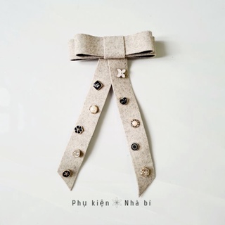 Kẹp tóc nơ vải dạ dáng dài