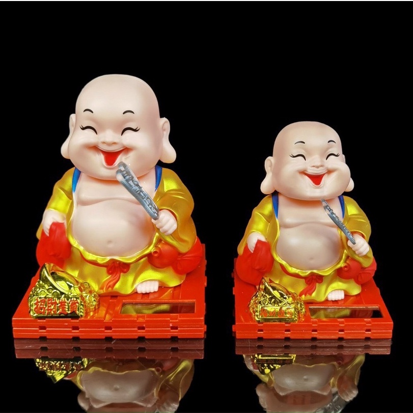 Di Lặc Cục Vàng Cầm Quạt Bằng Nhựa Sử Dụng Năng Lượng Mặt Trời Thu Hút Tài Lộc - Phật Giáo Tường Thuận