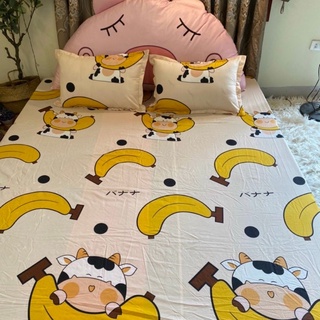 Bộ Chăn Hè Ga Gối Cotton Poly Combo 5 món ( Mẫu bò chuối )